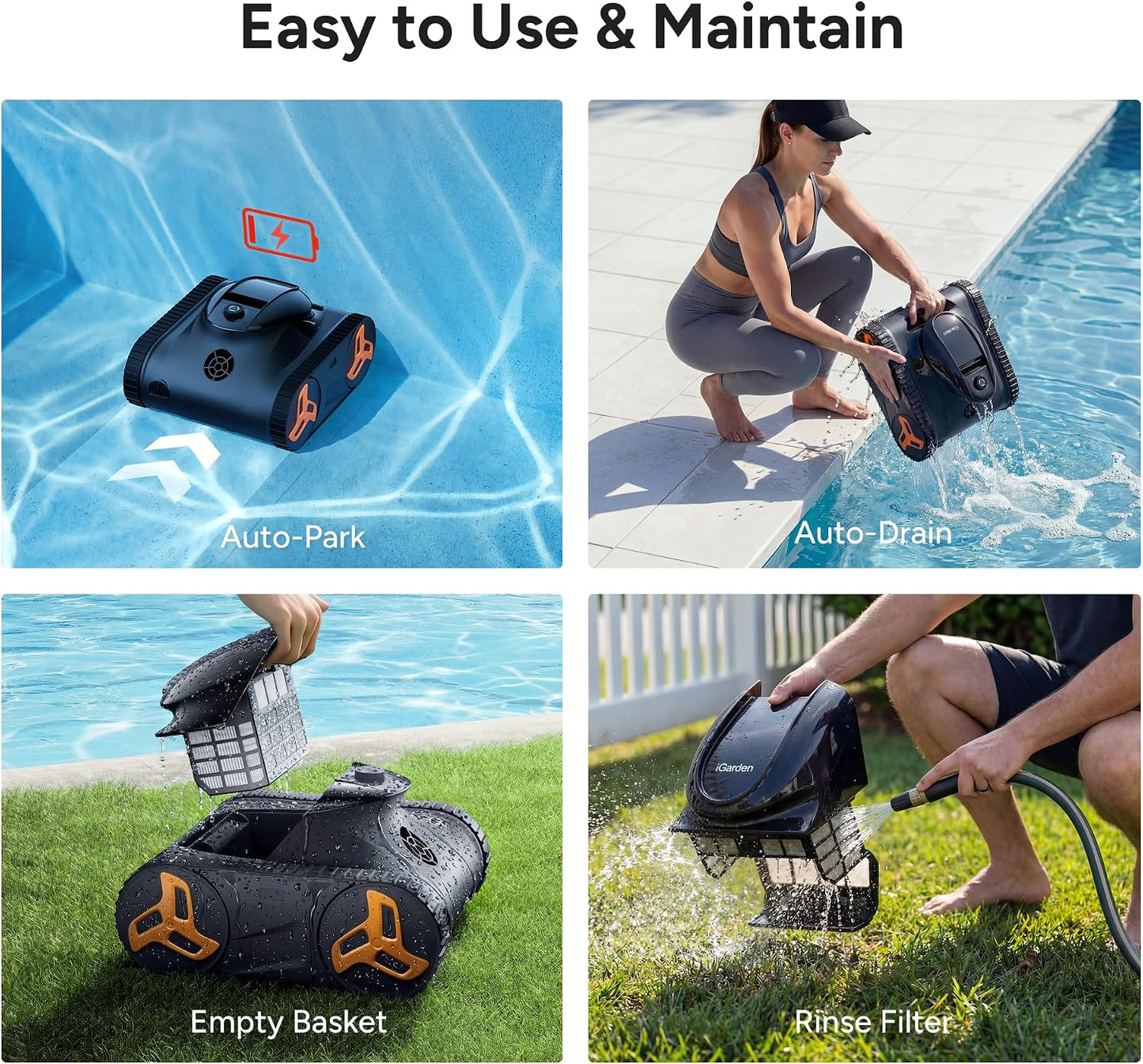 iGarden KN Series auto-drain feature for spill-free retrieval