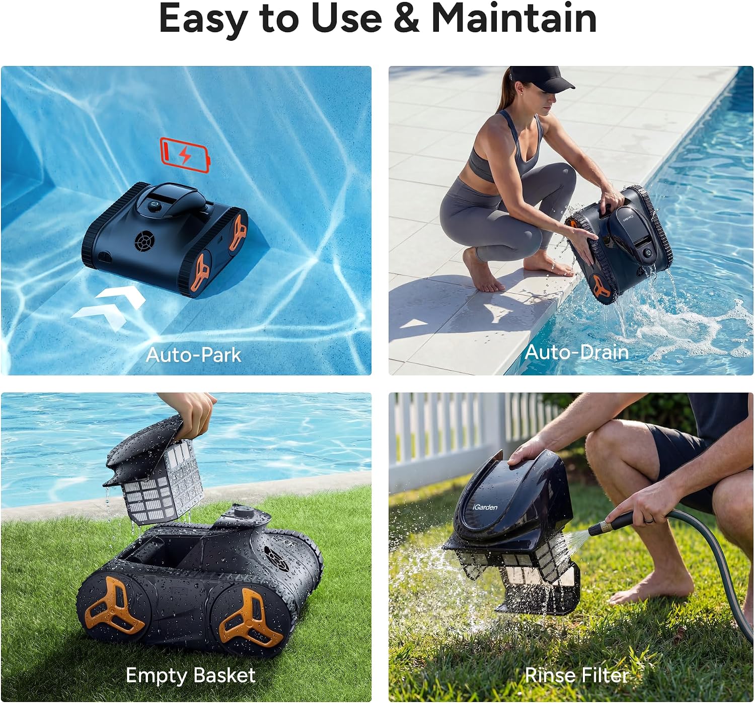 iGarden KN Series auto-drain feature for spill-free retrieval