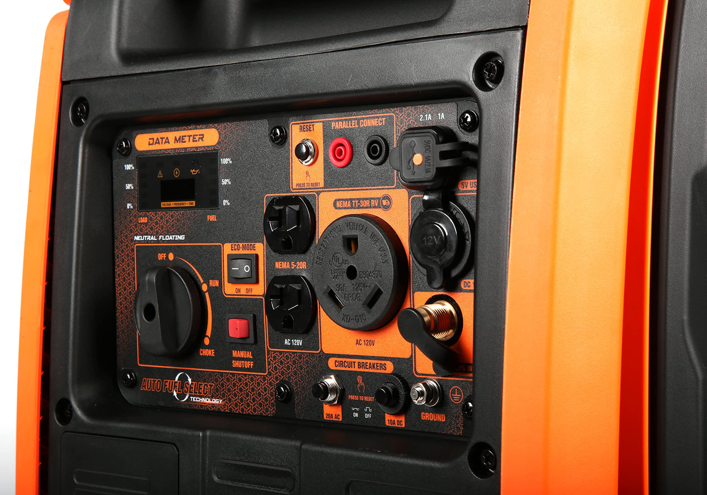 WEN 6800-Watt Dual Fuel RV-Ready Electric Start Portable Inverter Generator with Fuel Shut Off and CO Watchdog for Electric Vehicle Backup (DF680iX)