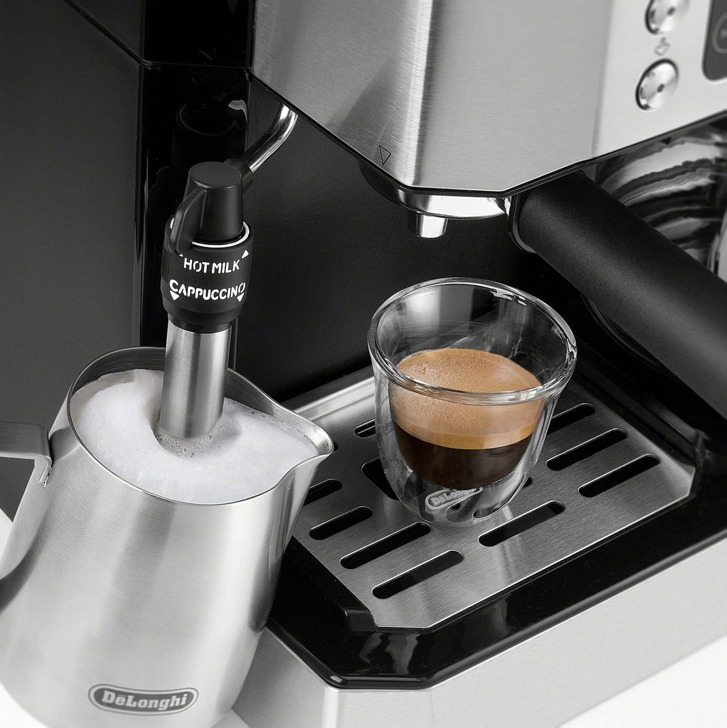 De'Longhi All-in-One Espresso & Coffee Maker, 10-Cup Pot, Milk Frother | #1 Worldwide Espresso Machine Maker, Dual Heating System, Milk Frother, 15-Bar Pressure